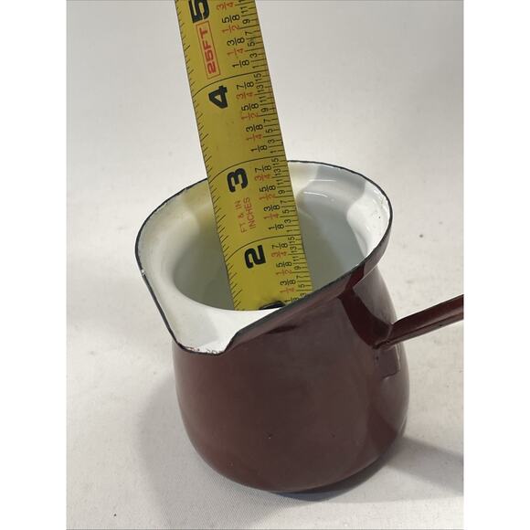 Vintage Coffee Pot Small Melting Pot Made in Poland Red And White - Picture 6 of 8